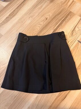 Express Black Mini Skirt with Button Waist Detail